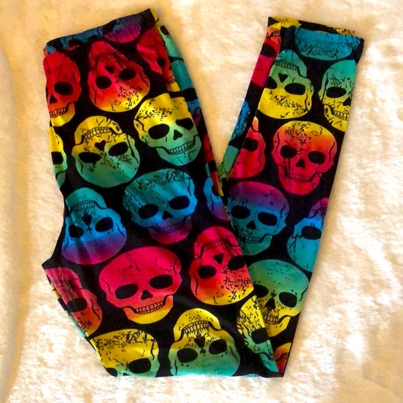 EEVEE Pants - 💀 LK NW COLORED SKULLS LEGGINGS Plus Size 1X 2X